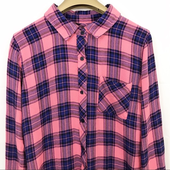 Rails Tops - Rails Plaid Button Front Long Sleeve Shirt
